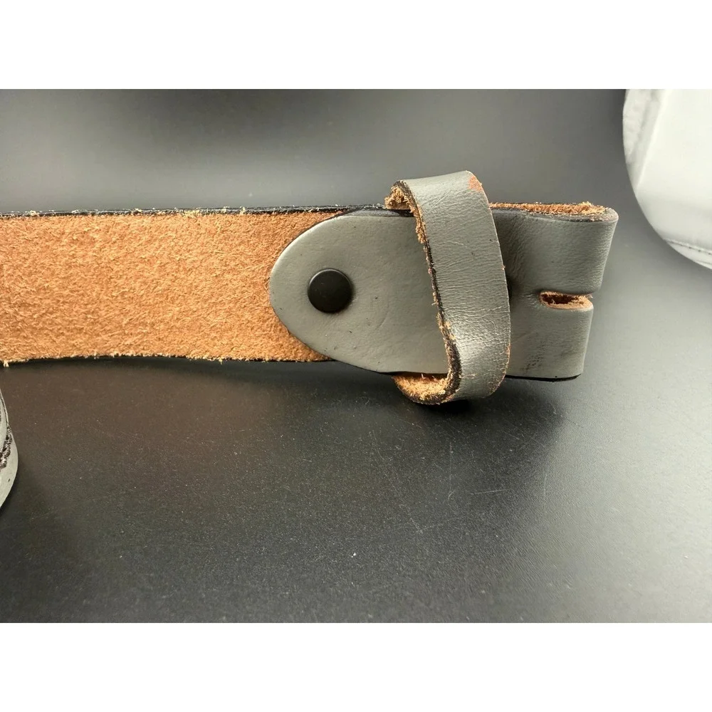 Brushy Creek Mens Grey Basketweave Full Grain Leather Belt Strap Made in USA 54